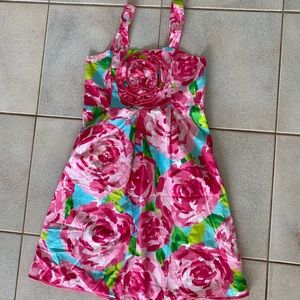 Lilly Pulitzer Pink and Blue Floral Kids Formal Dress